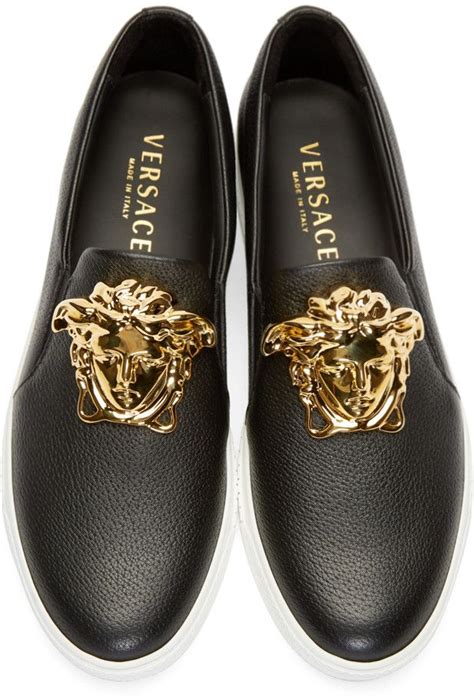 versace collection leather slip on sneaker|versace sneakers for men.